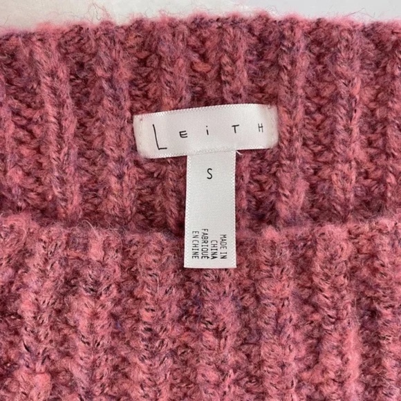 New Leith Chunky Knit Mock Neck Side Slit Sweater Raspberry Pink Size Small - Picture 14 of 15